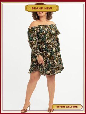 Plus Size Off Shoulder Babydoll Mini Dress Flirty Summer
